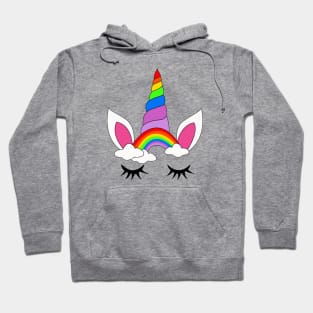 Rainbow unicorn horn with clouds Hoodie